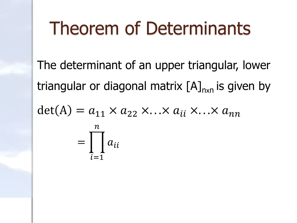 theorem of determinants 1
