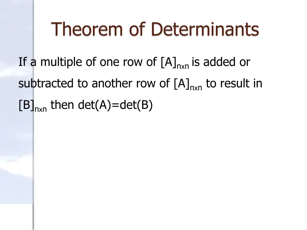 theorem of determinants