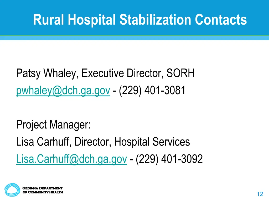 rural hospital stabilization contacts