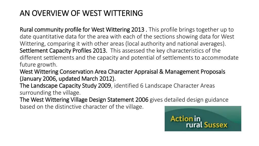 an overview of west wittering an overview of west