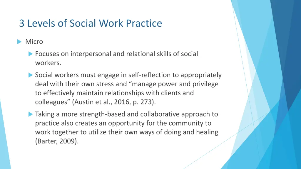 3 levels of social work practice
