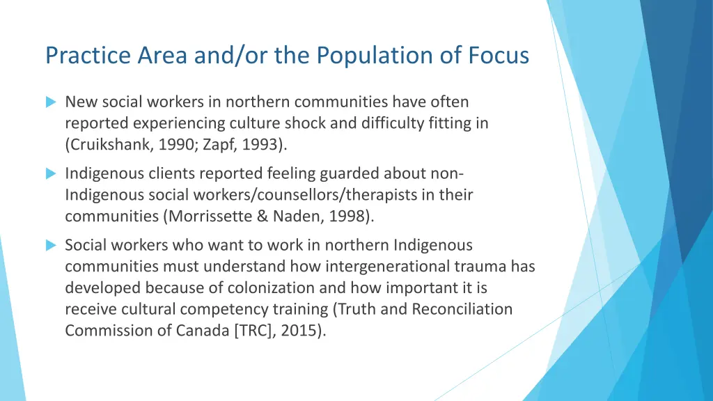 practice area and or the population of focus