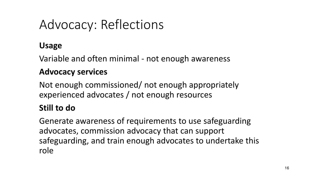 advocacy reflections
