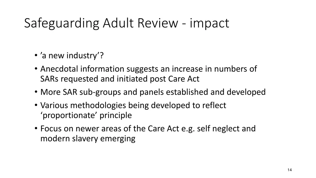 safeguarding adult review impact