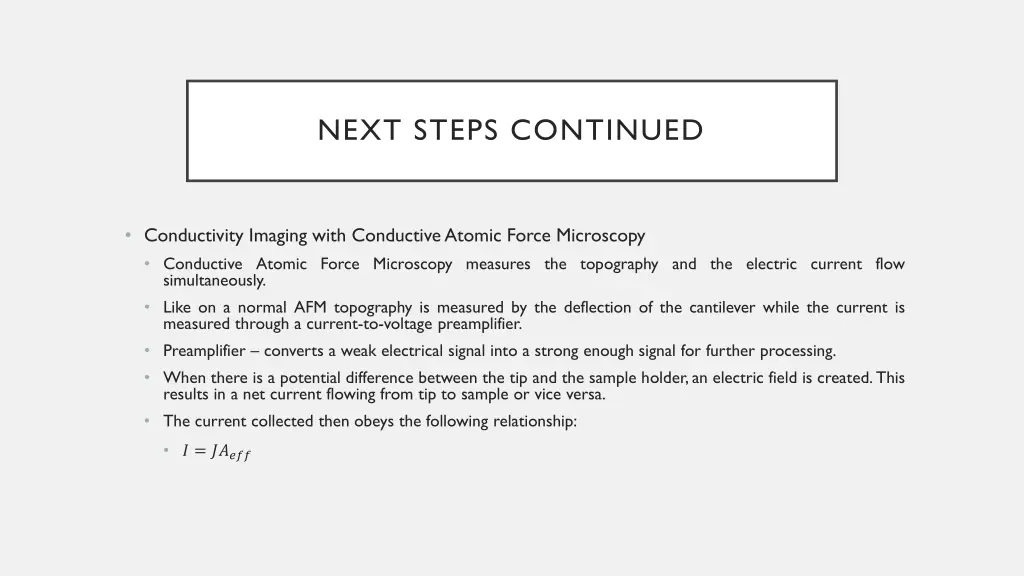 next steps continued