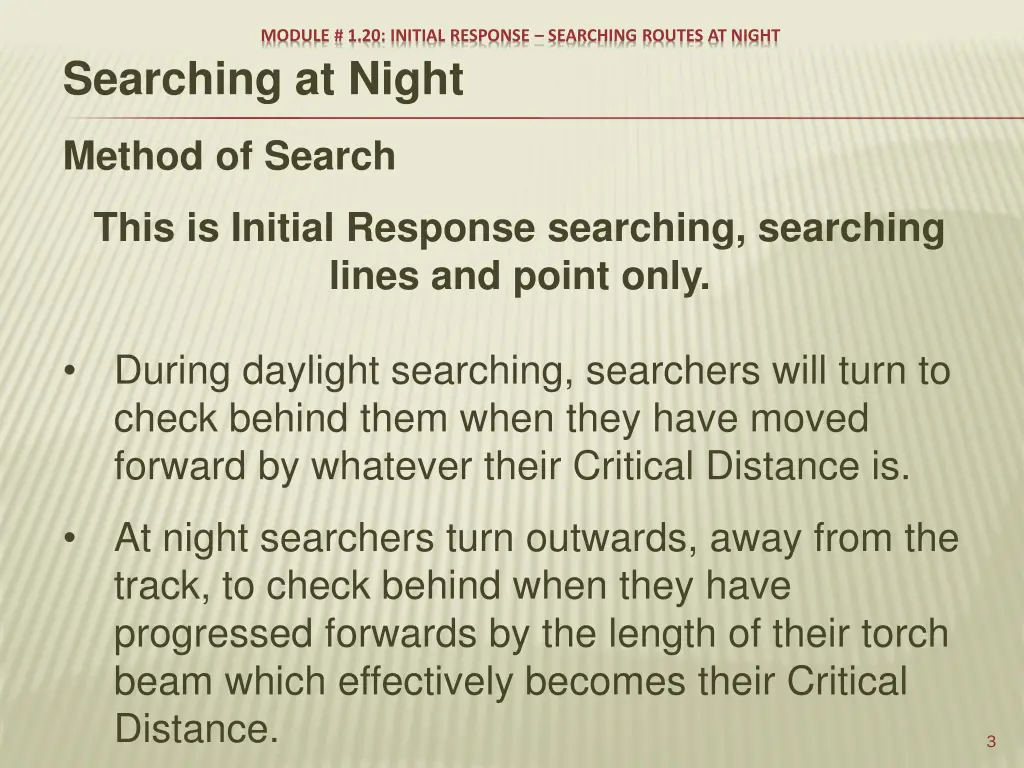 module 1 20 initial response searching routes 2