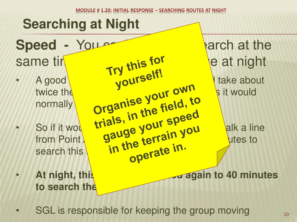 module 1 20 initial response searching routes 9