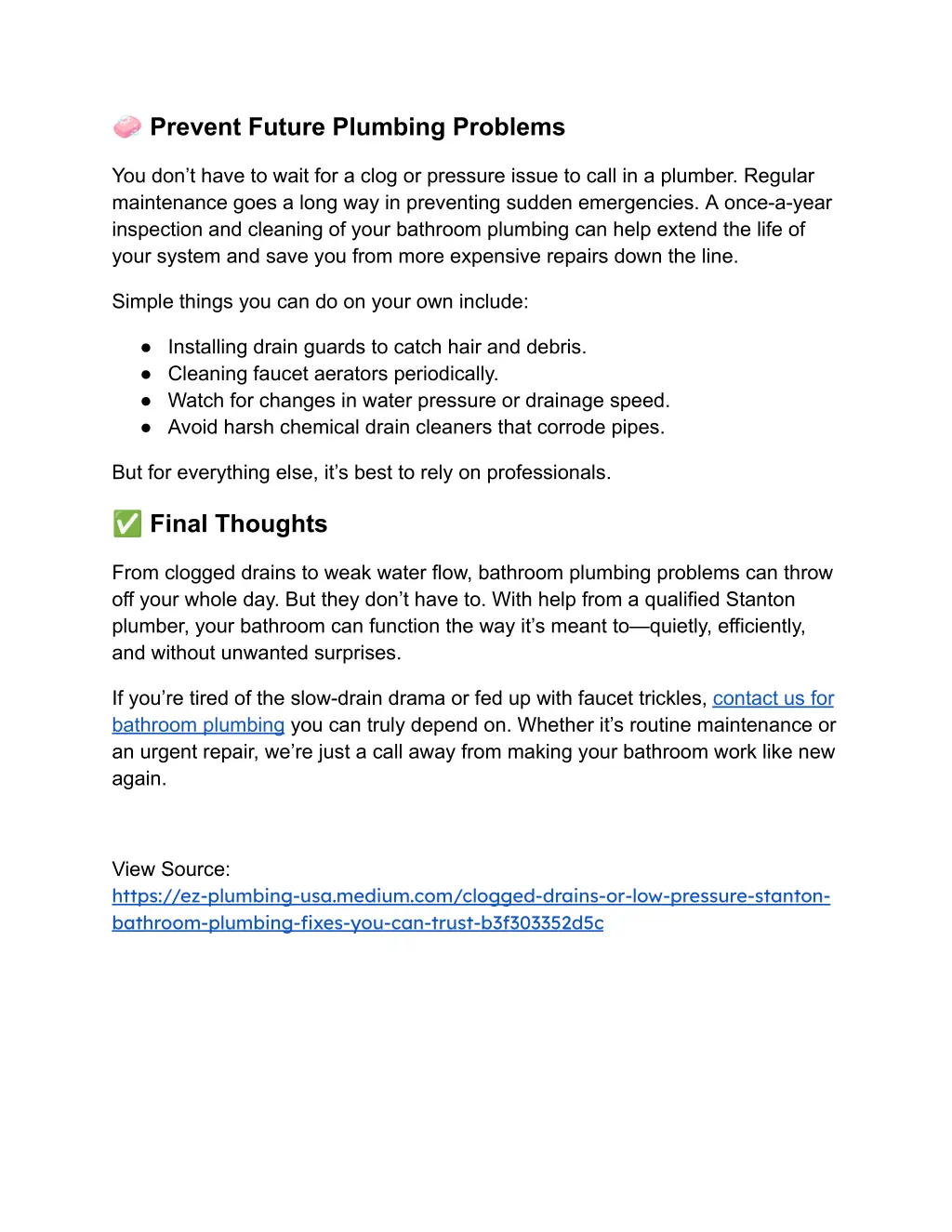 prevent future plumbing problems