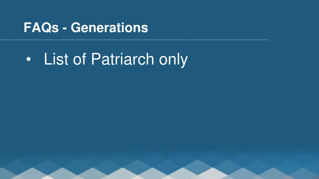 faqs generations