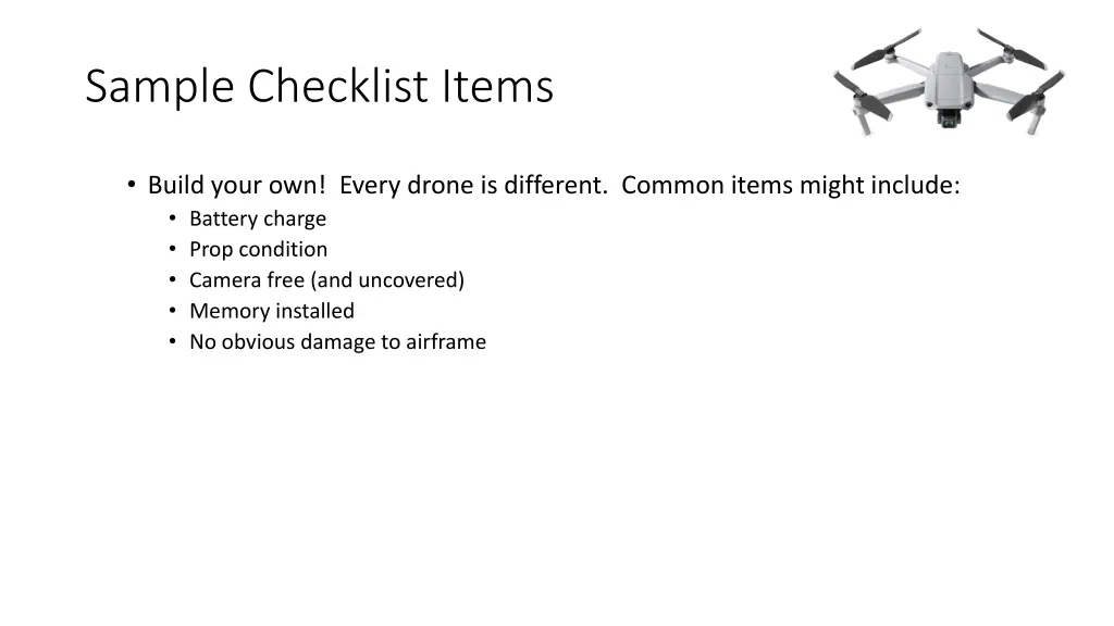 sample checklist items