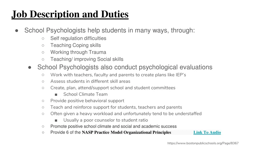 job description and duties