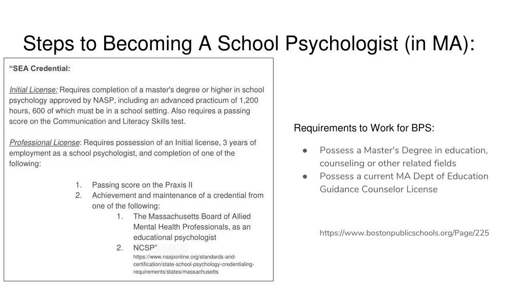 steps to becoming a school psychologist in ma
