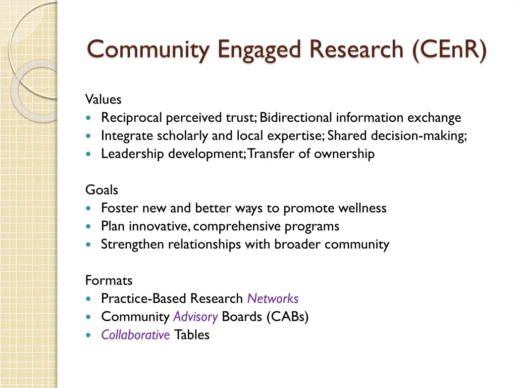 community engaged research cenr