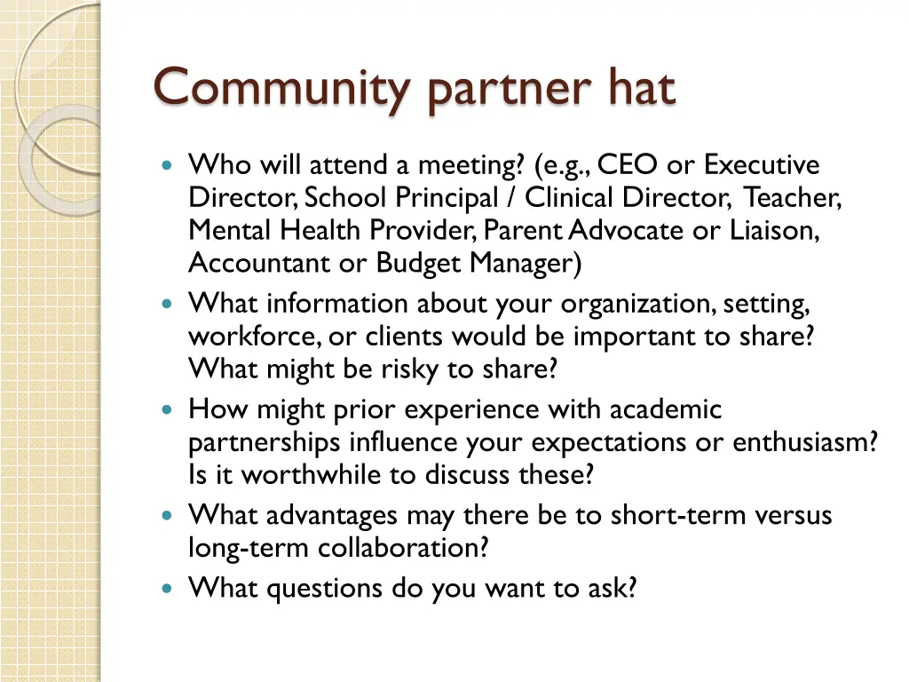 community partner hat