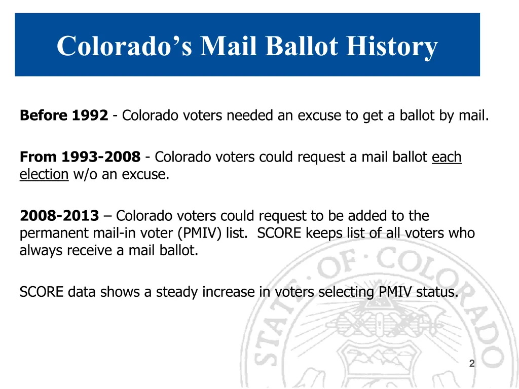 colorado s mail ballot history