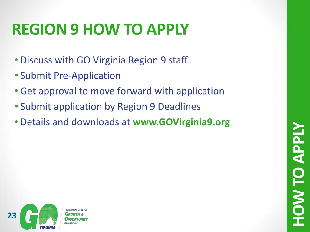 region 9 how to apply
