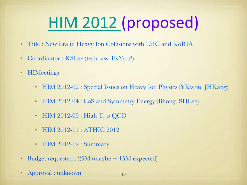 him 2012 proposed