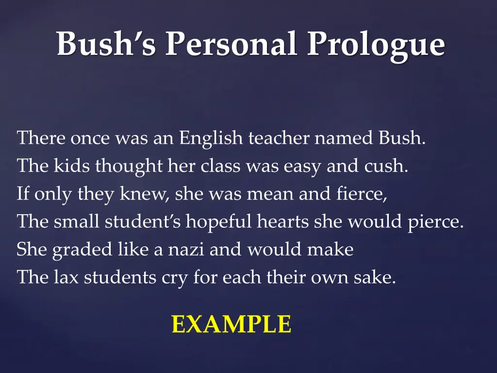 bush s personal prologue