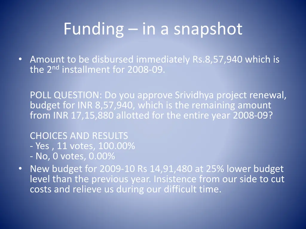 funding in a snapshot