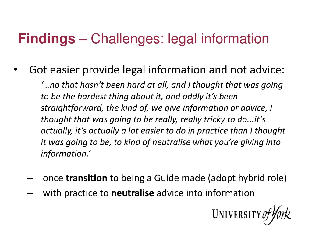 findings challenges legal information 1