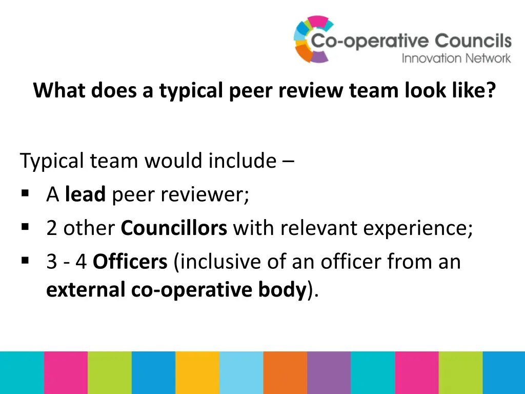 what does a typical peer review team look like