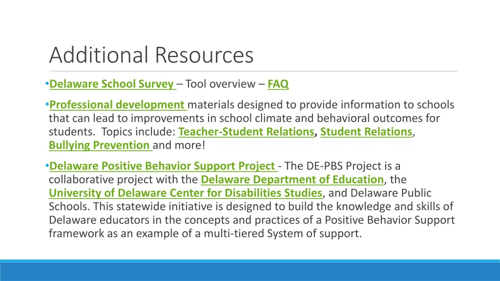 additional resources
