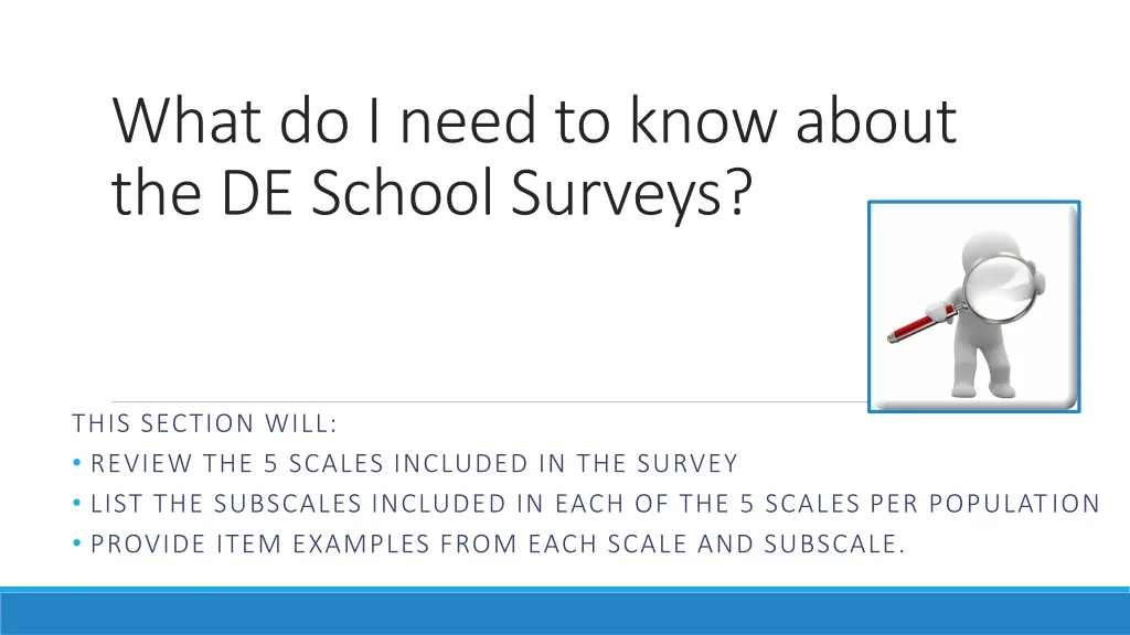 what do i need to know about the de school surveys