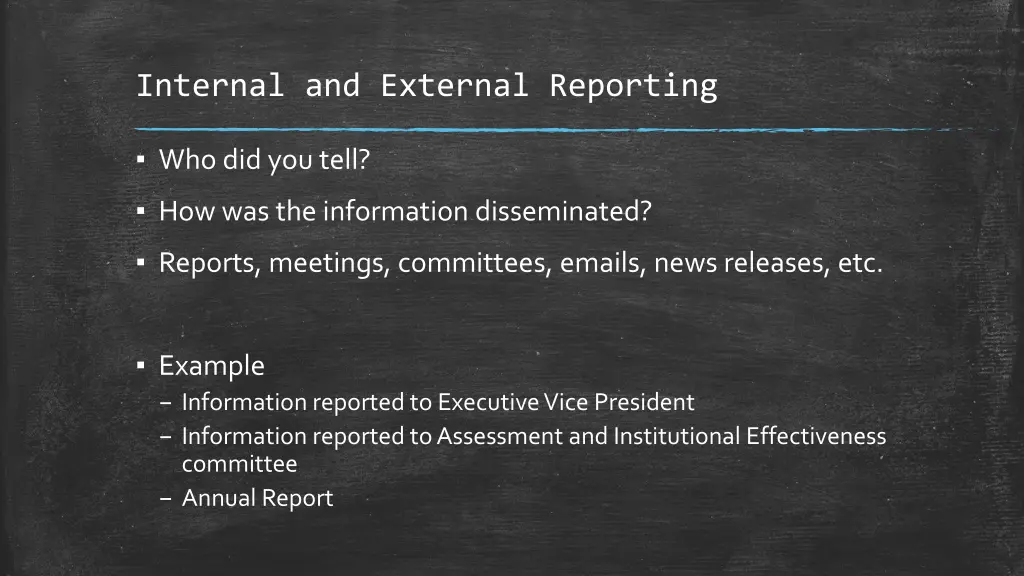 internal and external reporting