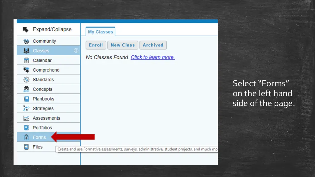 select forms on the left hand side of the page