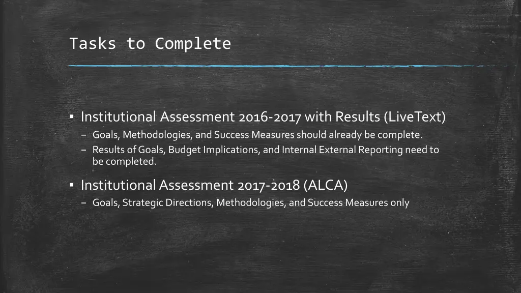 tasks to complete