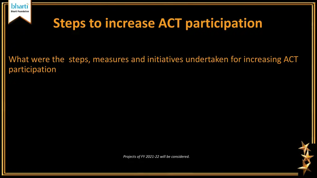 steps to increase act participation
