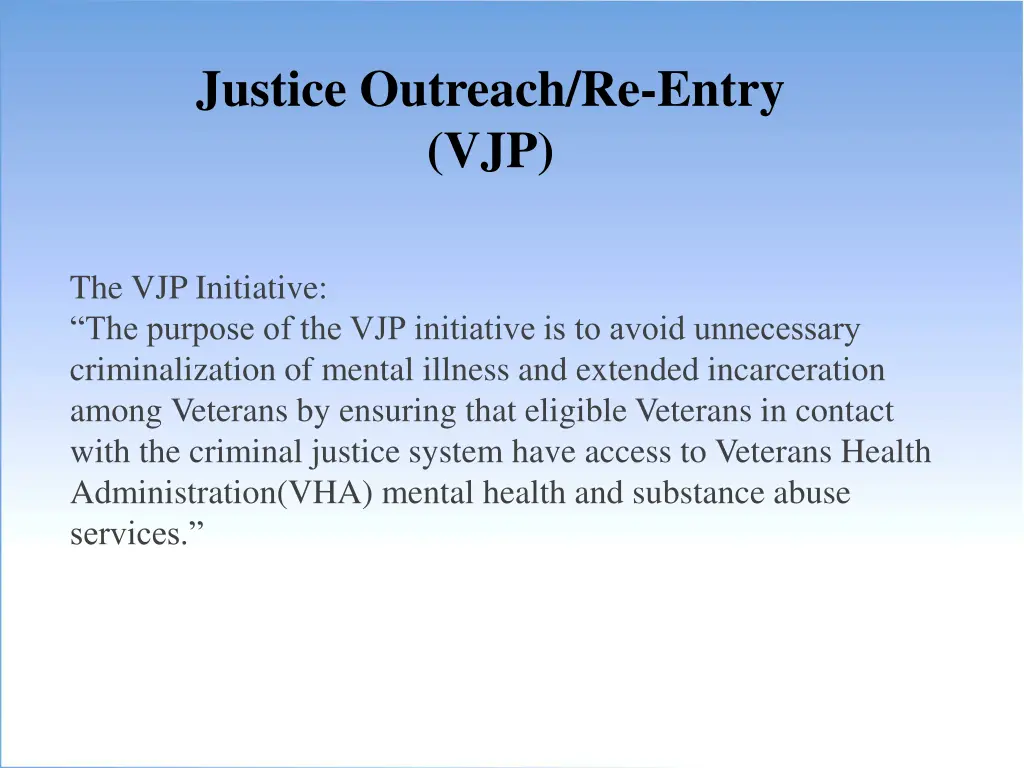 justice outreach re entry vjp