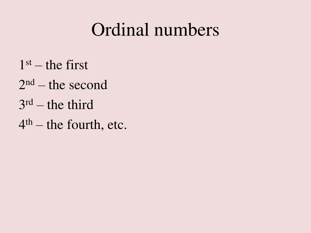 ordinal numbers