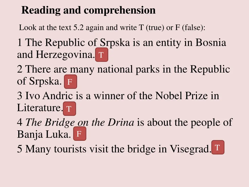 reading and comprehension