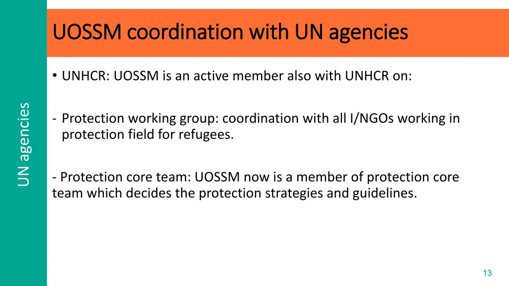 uossm coordination with un agencies uossm 1