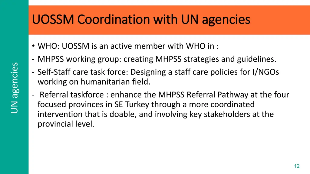 uossm coordination with un agencies uossm
