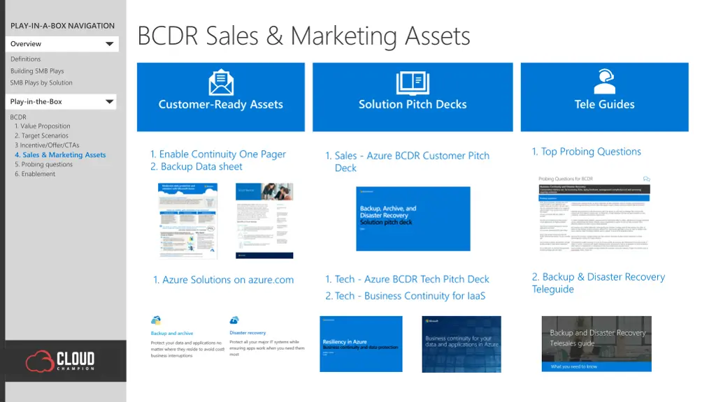 bcdr sales marketing assets