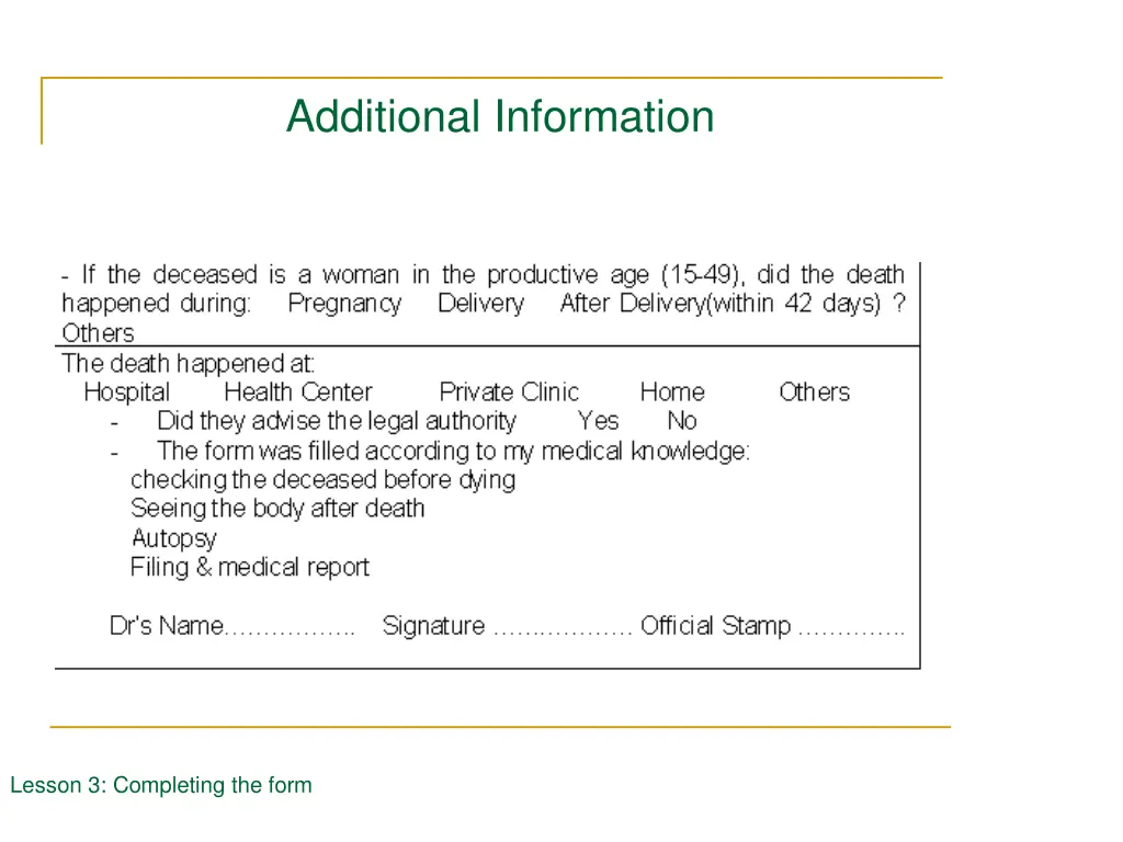 additional information