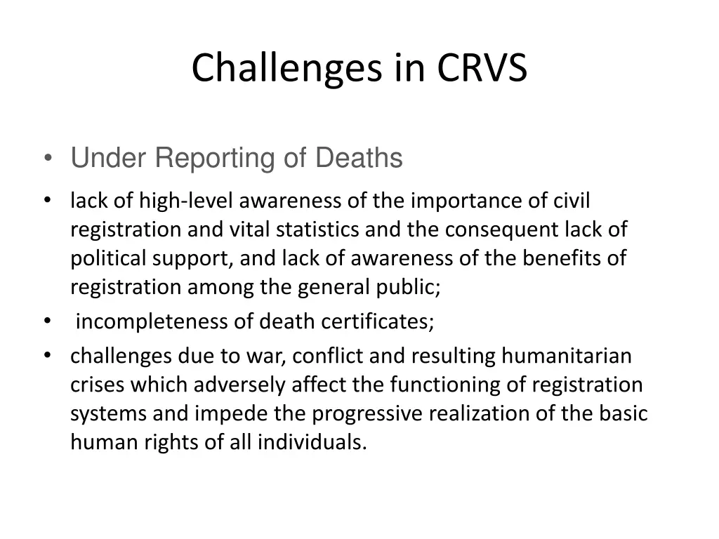 challenges in crvs