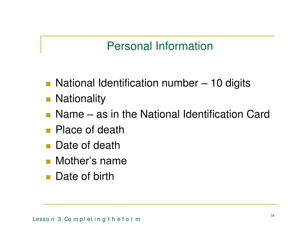 personal information