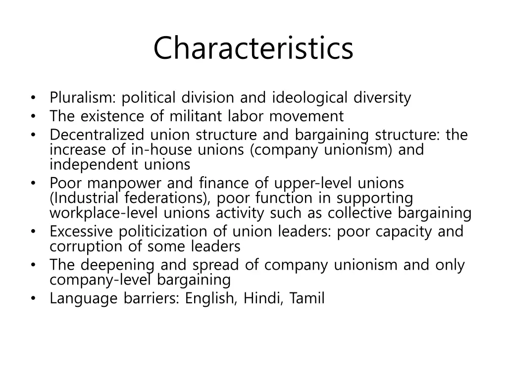 characteristics