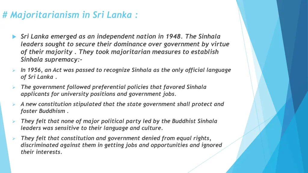 majoritarianism in sri lanka