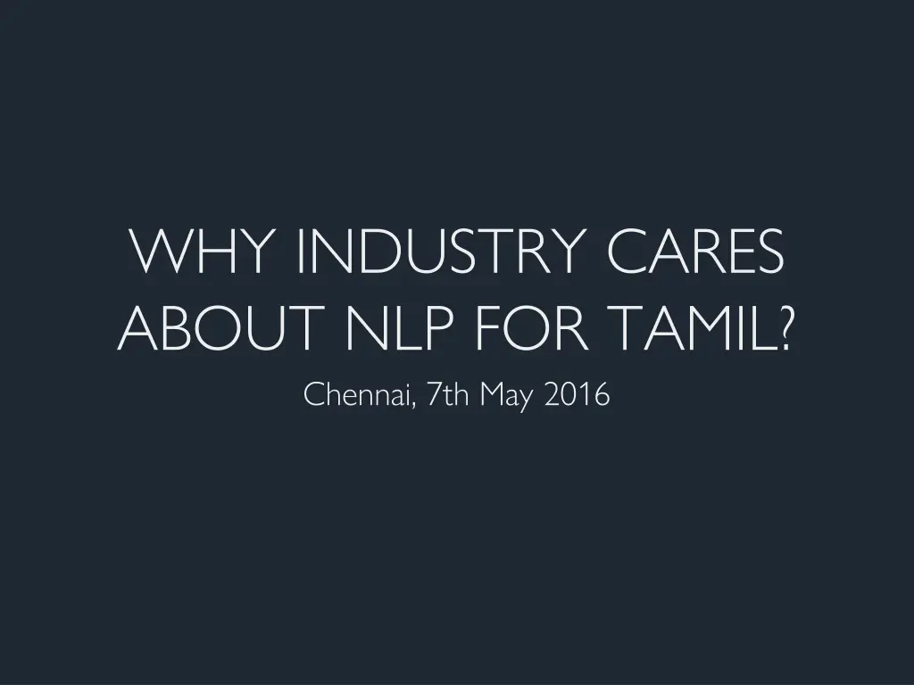 why industry cares about nlp for tamil chennai