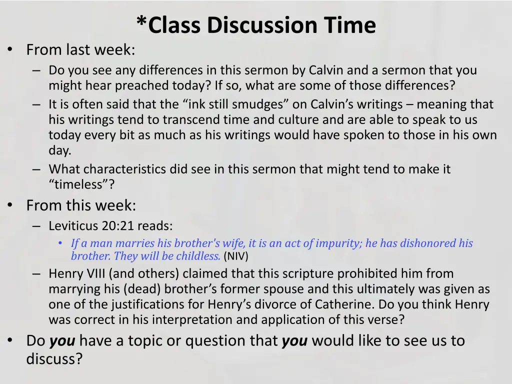 class discussion time 1