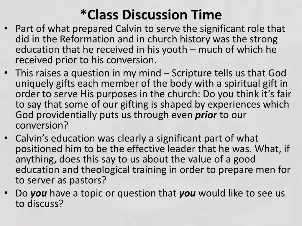 class discussion time 1