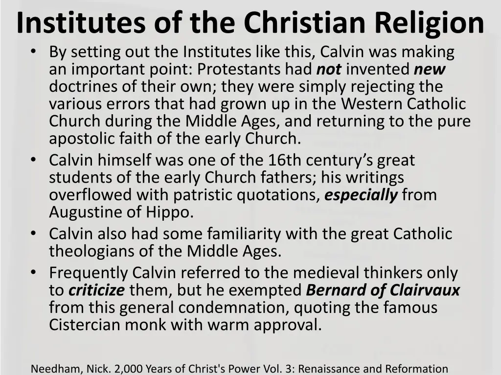 institutes of the christian religion by setting