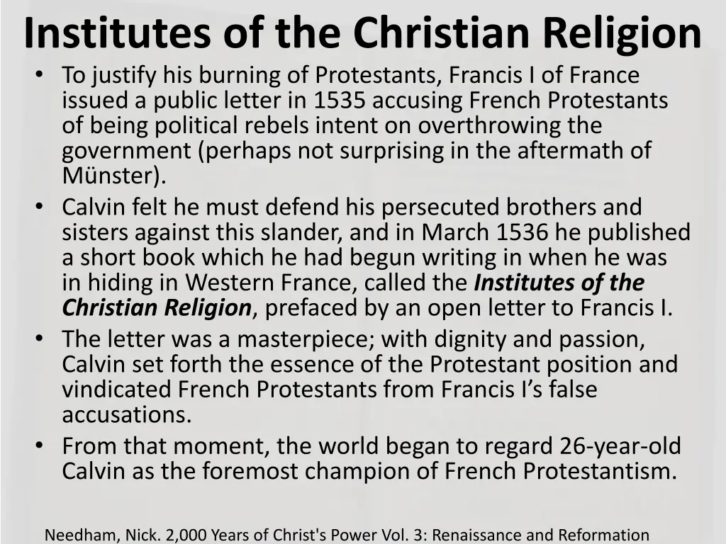 institutes of the christian religion to justify