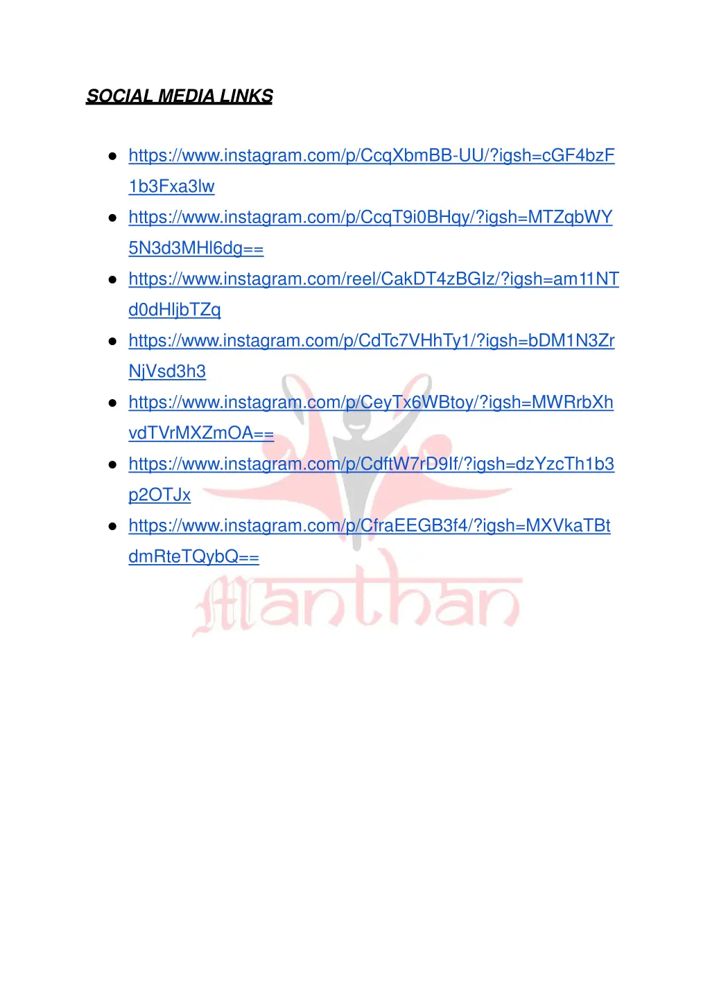 social media links