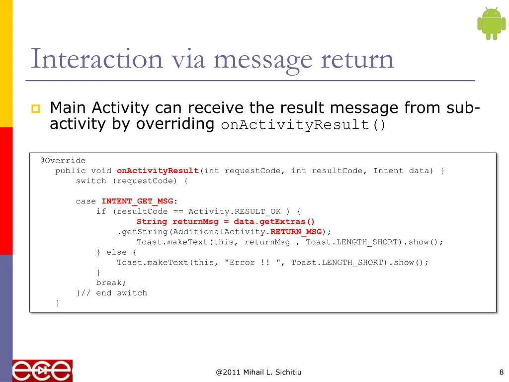 interaction via message return 2