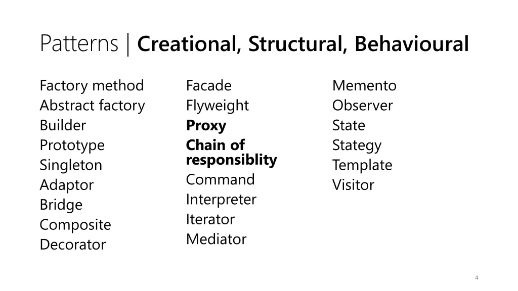 patterns creational structural behavioural